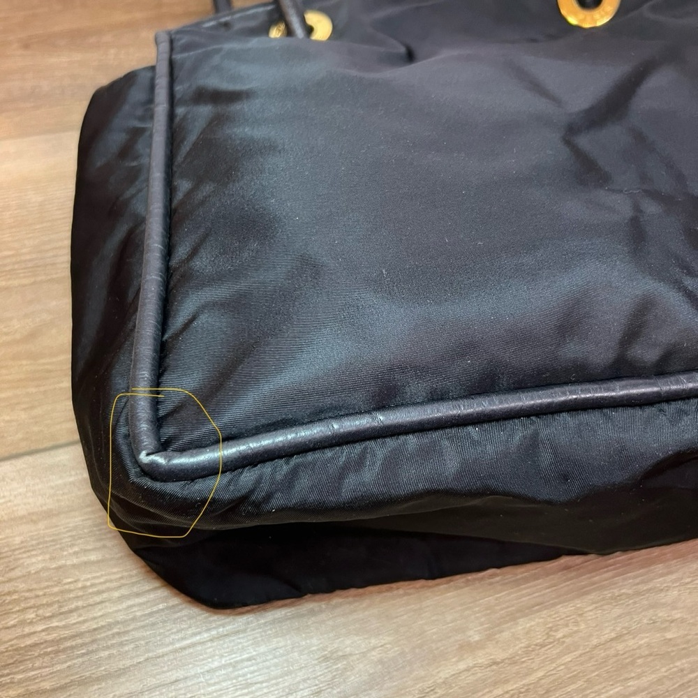 Celine Round Logo Nylon Tote Bag - Black and Gold - EUC - Picture 8 of 16